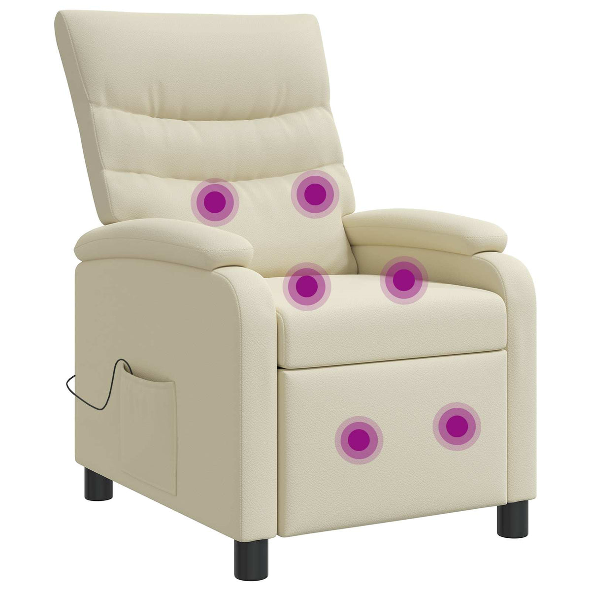 Massage Recliner Crèmekleurig Kunstleer is nu te koop bij PeponiXL, paradijselijk wonen!