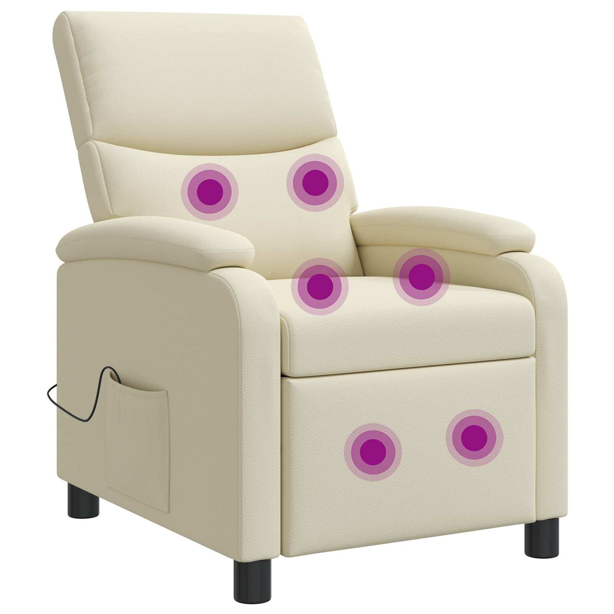 Massage Recliner Crèmekleurig Kunstleer is nu te koop bij PeponiXL, paradijselijk wonen!