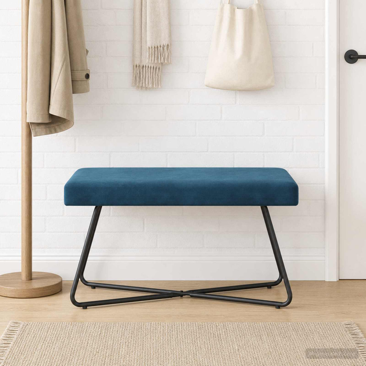 Bank Blauw 80 x 40 x 45 cm fluweel is nu te koop bij PeponiXL, paradijselijk wonen!