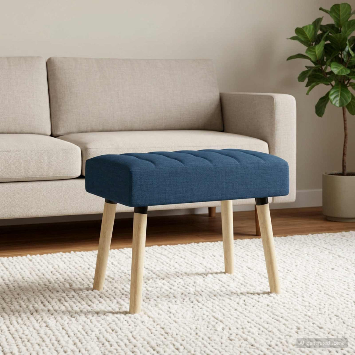 Kanaal-geplooide bank Blauw 60 x 40 x 45 cm Stof is nu te koop bij PeponiXL, paradijselijk wonen!