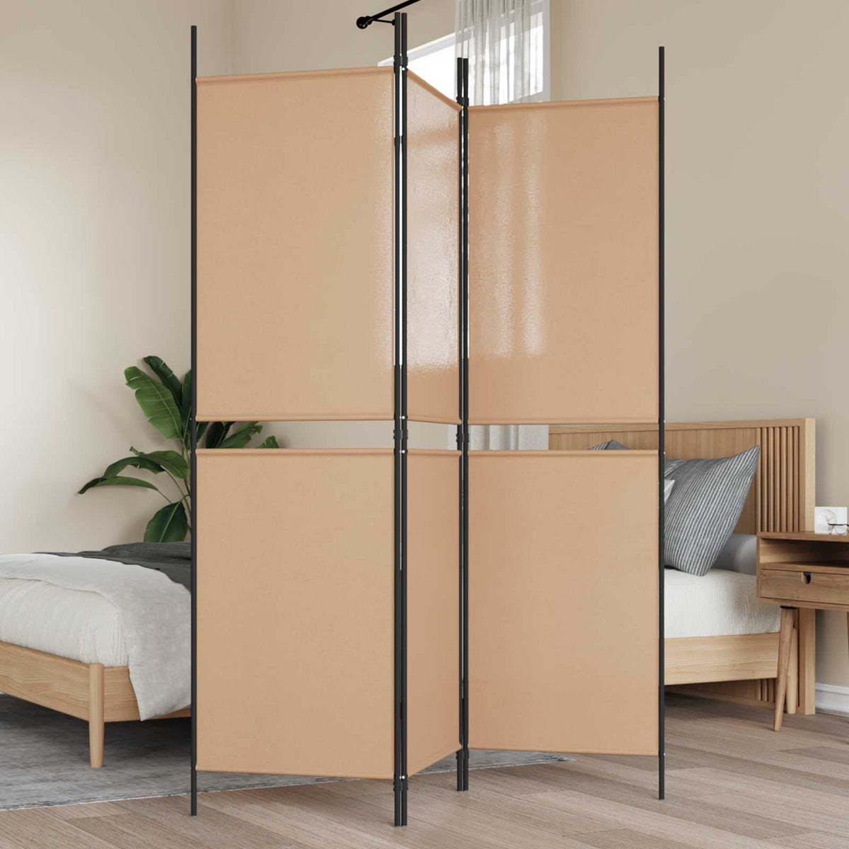 3-paneel kamerscherm Beige 150 x 180 cm Stof is nu te koop bij PeponiXL, paradijselijk wonen!