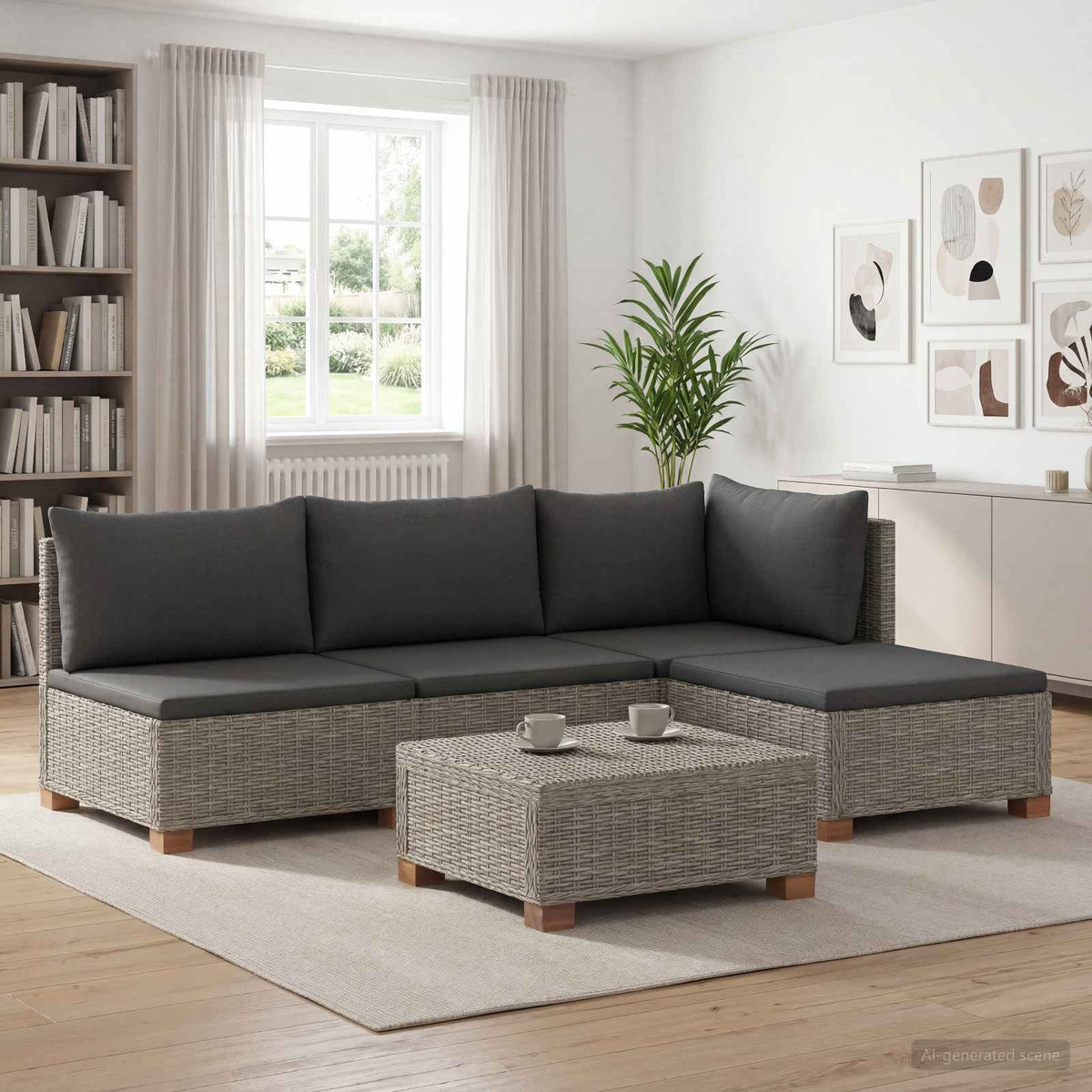 5 st Rieten Loungeset met Kussens GENDT Natuurlijk rattan is nu te koop bij PeponiXL, paradijselijk wonen!