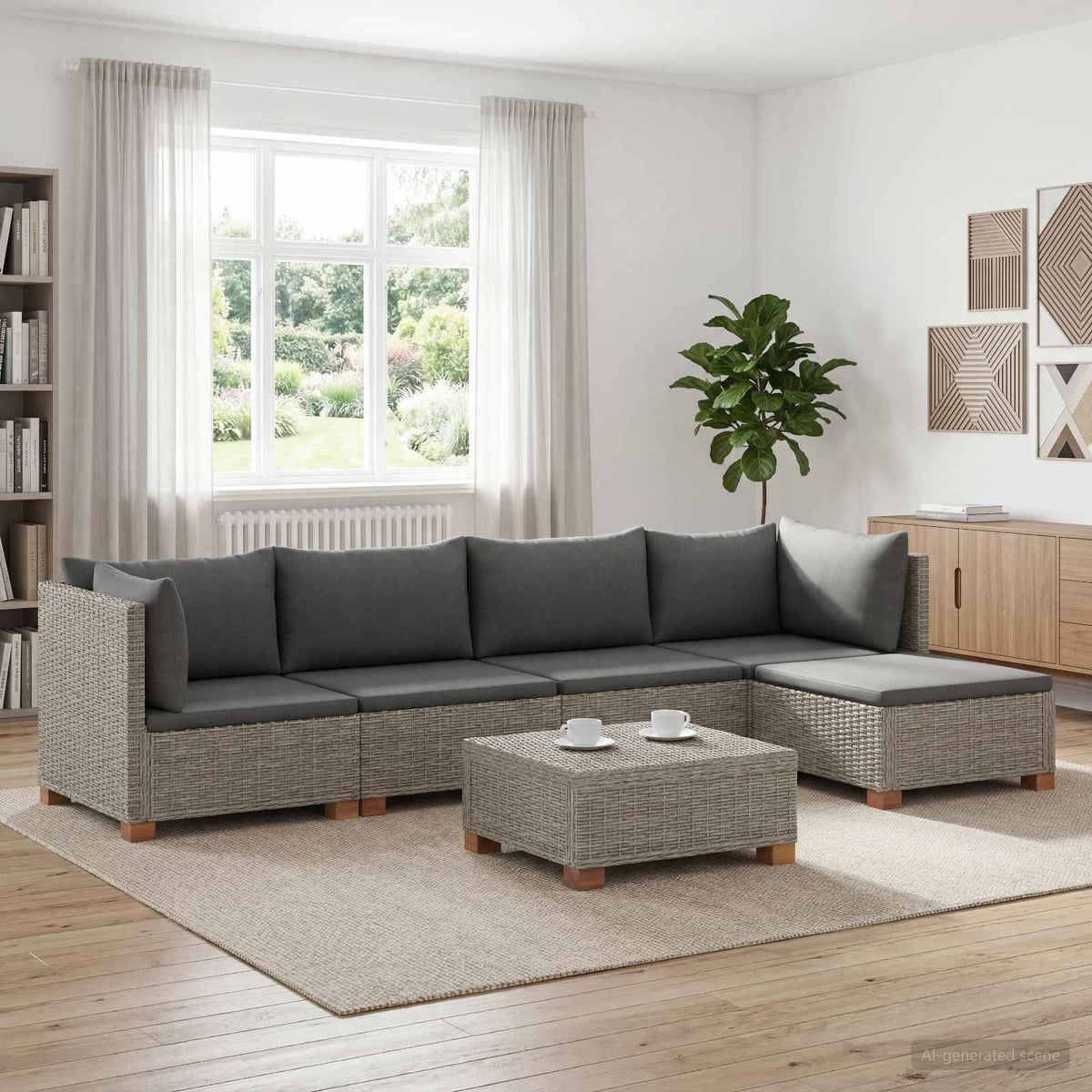 6 st Rieten Loungeset met Kussens GENDT Natuurlijk rattan is nu te koop bij PeponiXL, paradijselijk wonen!