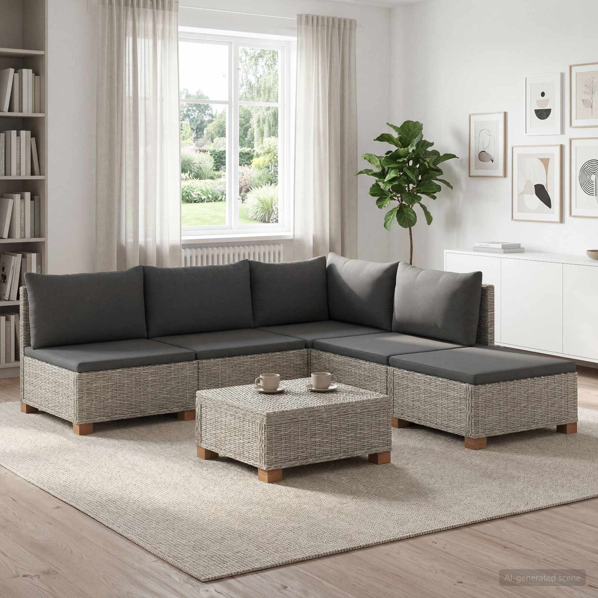 6 st Rieten Loungeset met Kussens GENDT Natuurlijk rattan is nu te koop bij PeponiXL, paradijselijk wonen!