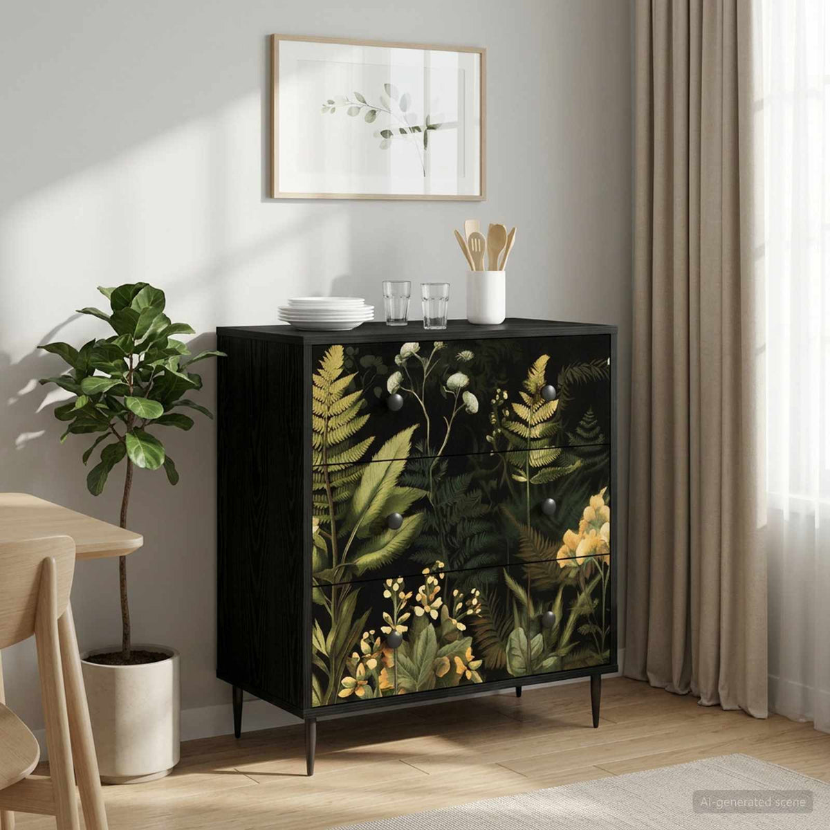 Ladekast RHENEN Tropisch junglemotief 66 x 36,5 x 76 cm is nu te koop bij PeponiXL, paradijselijk wonen!