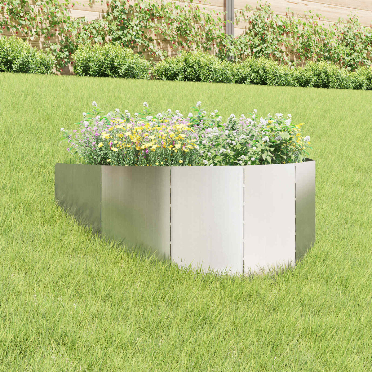 Gazonrand 100 x 45 cm Staal Zilverkleurig is nu te koop bij PeponiXL, paradijselijk wonen!