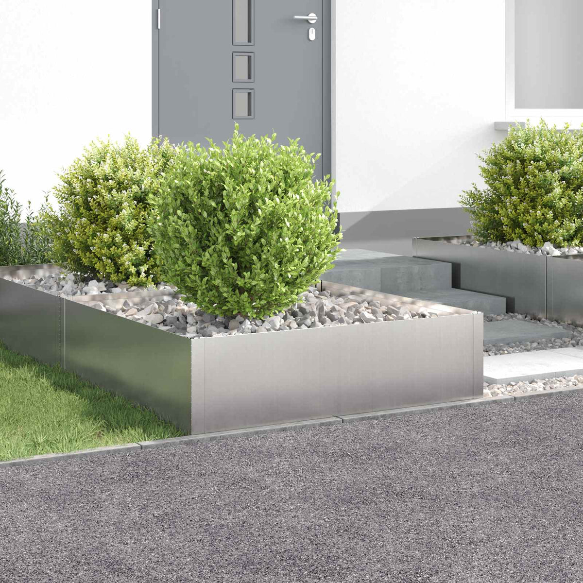 Gazonrand 4 st 100 x 100 x 35 cm Staal Zilverkleurig is nu te koop bij PeponiXL, paradijselijk wonen!