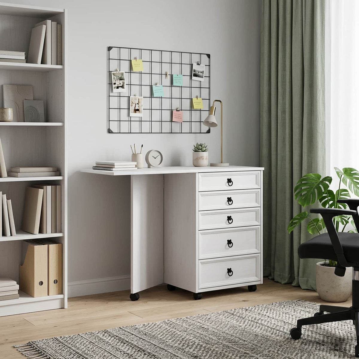 Rolkast met lades en opklapbaar blad CORONA Wit is nu te koop bij PeponiXL, paradijselijk wonen!