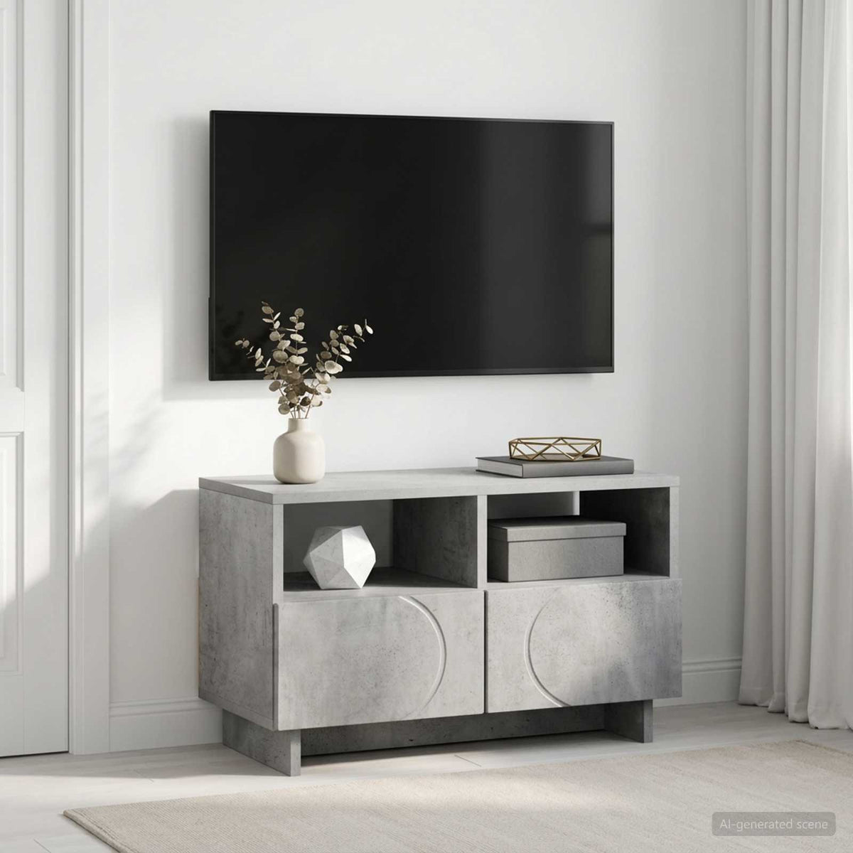 TV-standaard 60 x 34.5 x 40 cm Betongrijs Bewerkt hout is nu te koop bij PeponiXL, paradijselijk wonen!