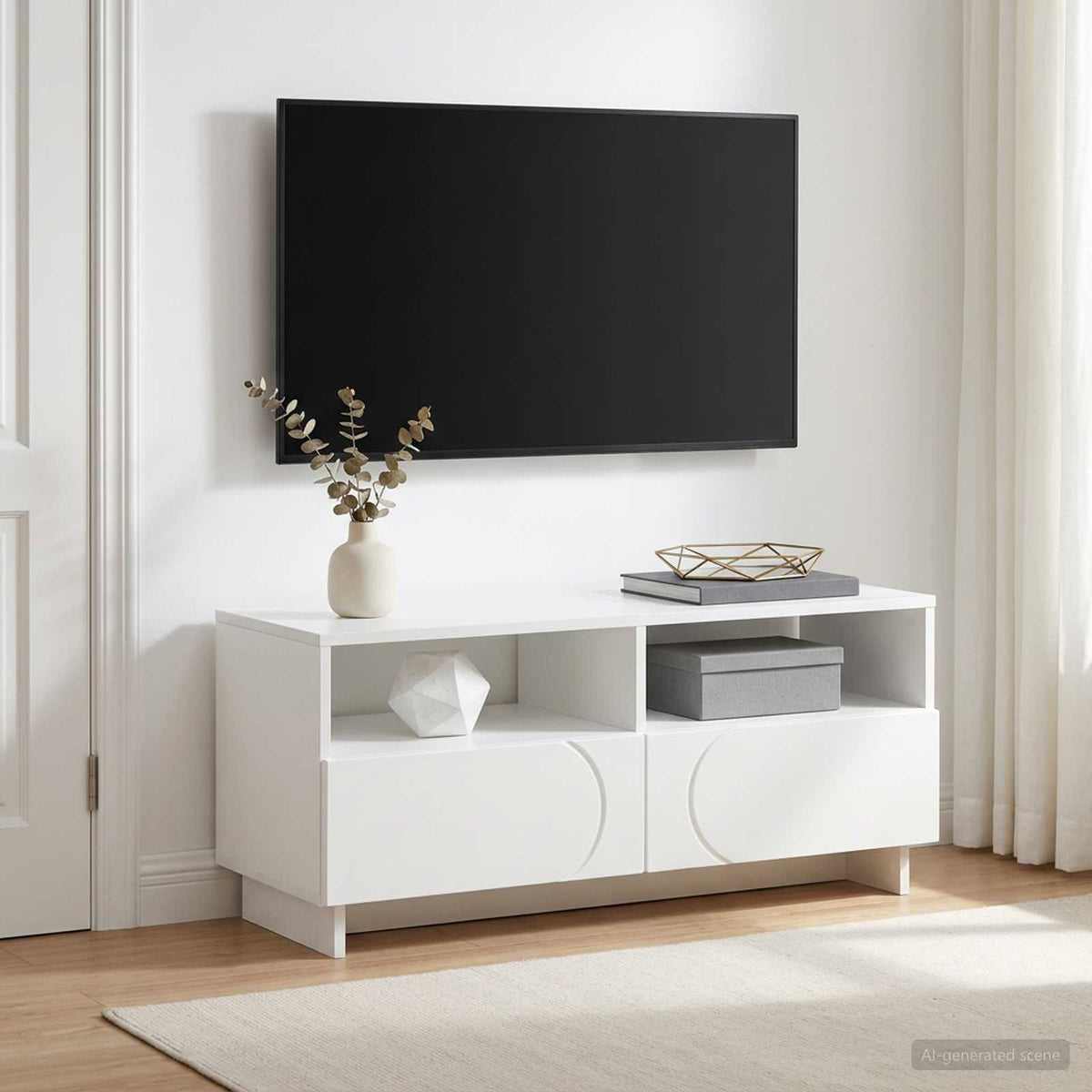 TV-standaard 90 x 34,5 x 40 cm Wit Bewerkt hout is nu te koop bij PeponiXL, paradijselijk wonen!