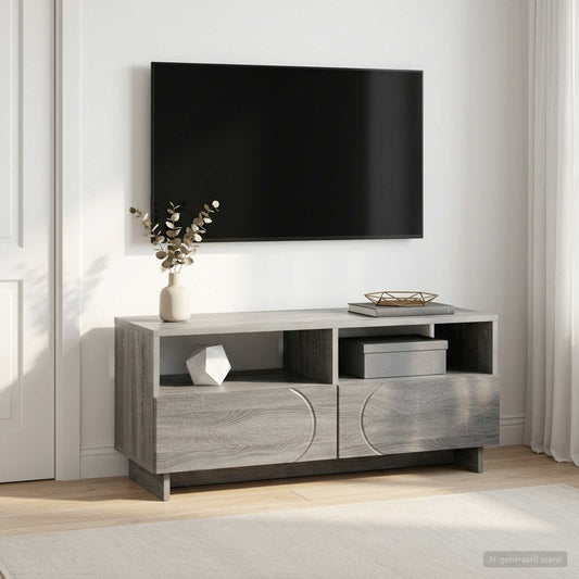 TV-standaard 90 x 34,5 x 40 cm Grijs Sonoma Bewerkt hout is nu te koop bij PeponiXL, paradijselijk wonen!