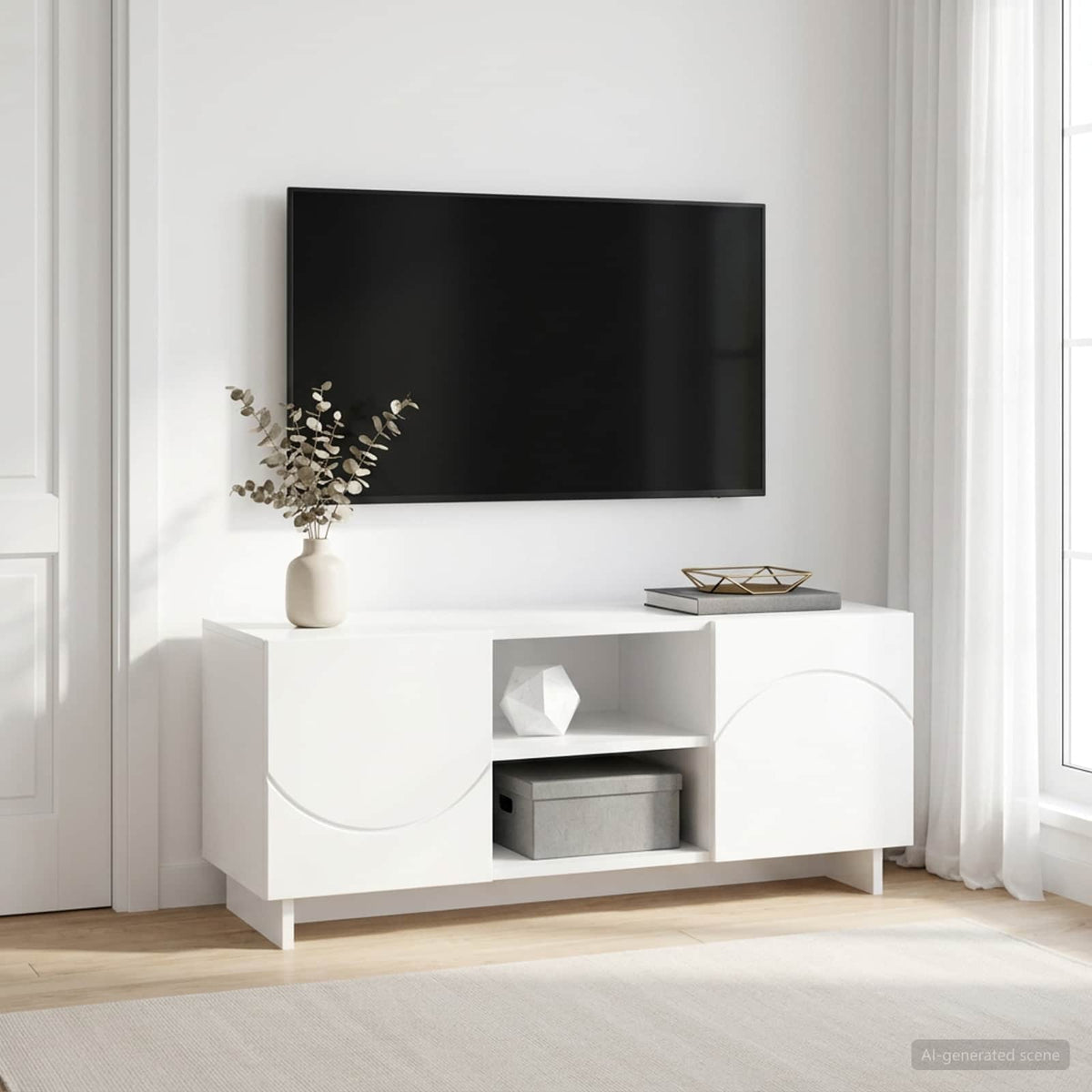 TV-standaard 90 x 34,5 x 40 cm Wit Bewerkt hout is nu te koop bij PeponiXL, paradijselijk wonen!