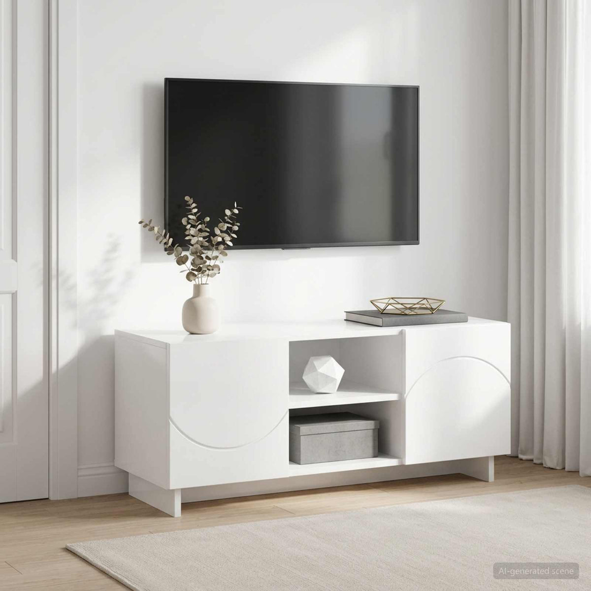 TV-standaard 90 x 34,5 x 40 cm Hoogglans Wit Bewerkt hout is nu te koop bij PeponiXL, paradijselijk wonen!