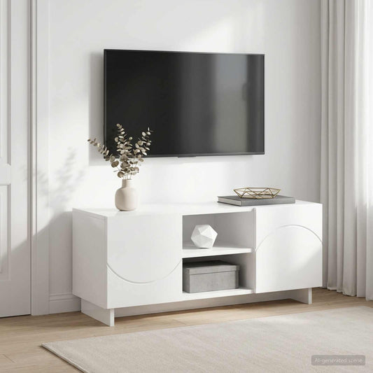 TV-standaard 90 x 34,5 x 40 cm Hoogglans Wit Bewerkt hout is nu te koop bij PeponiXL, paradijselijk wonen!