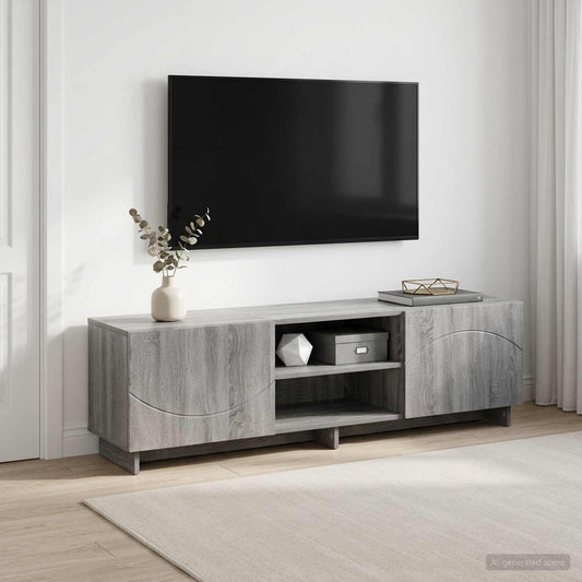 TV-standaard 140 x 34,5 x 40 cm Grijs Sonoma Bewerkt hout is nu te koop bij PeponiXL, paradijselijk wonen!