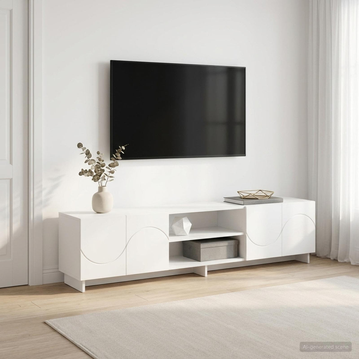 TV-standaard 180 x 34,5 x 40 cm Wit Bewerkt hout is nu te koop bij PeponiXL, paradijselijk wonen!