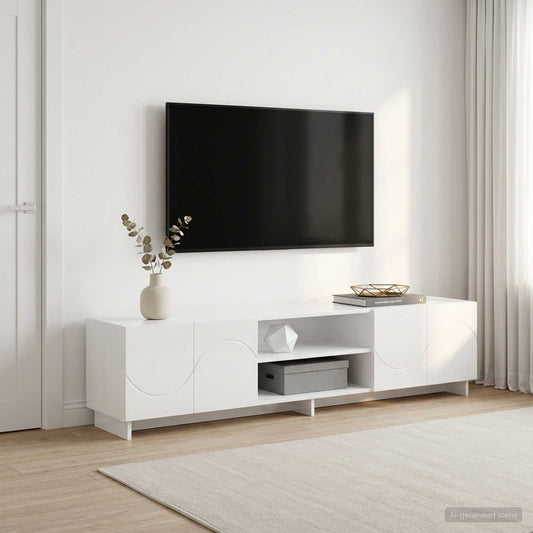 TV-standaard 180 x 34,5 x 40 cm Hoogglans Wit Bewerkt hout is nu te koop bij PeponiXL, paradijselijk wonen!