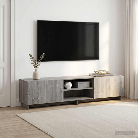 TV-standaard 180 x 34,5 x 40 cm Grijs Sonoma Bewerkt hout is nu te koop bij PeponiXL, paradijselijk wonen!