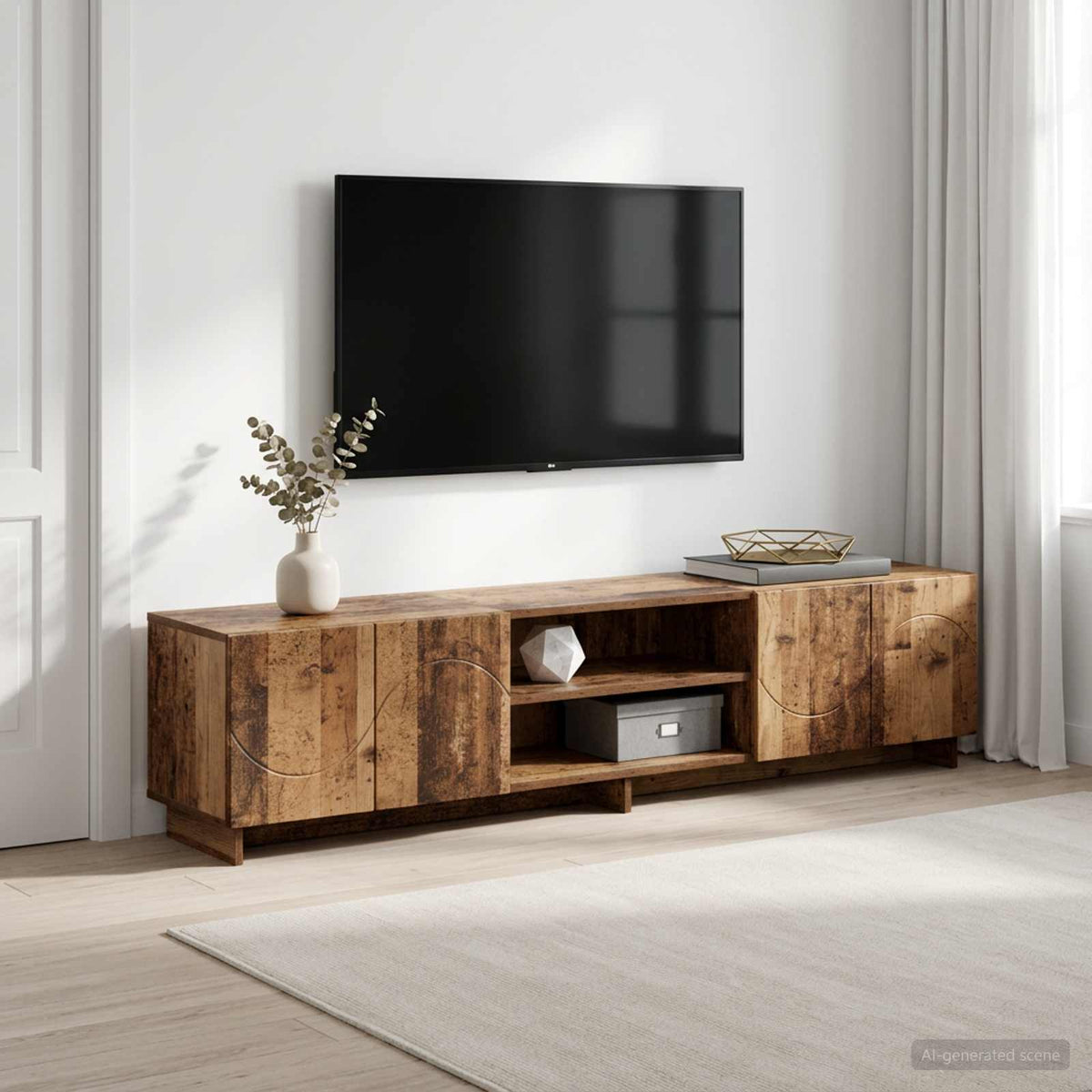 TV-standaard 180 x 34,5 x 40 cm Oud hout Bewerkt hout is nu te koop bij PeponiXL, paradijselijk wonen!