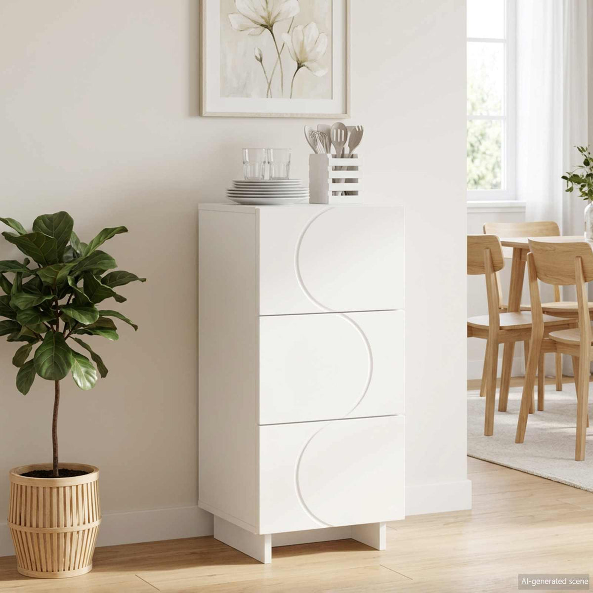 Dressoir Wit 33.5 x 34.5 x 75 cm Bewerkt hout is nu te koop bij PeponiXL, paradijselijk wonen!