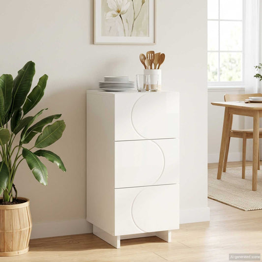 Dressoir Hoogglans Wit 33.5 x 34.5 x 75 cm Bewerkt hout is nu te koop bij PeponiXL, paradijselijk wonen!
