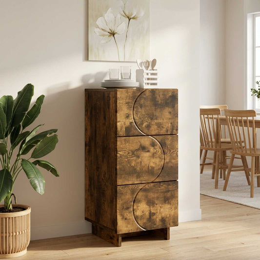 Dressoir Gerookt eiken 33.5 x 34.5 x 75 cm Bewerkt hout is nu te koop bij PeponiXL, paradijselijk wonen!