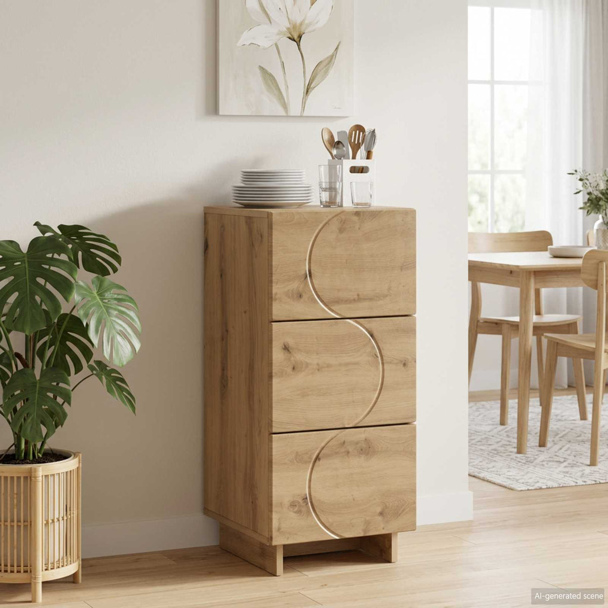 Dressoir Artisanaal eiken 33.5 x 34.5 x 75 cm Bewerkt hout is nu te koop bij PeponiXL, paradijselijk wonen!