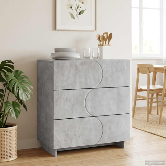 Dressoir Betongrijs 70 x 38 x 75 cm Bewerkt hout is nu te koop bij PeponiXL, paradijselijk wonen!