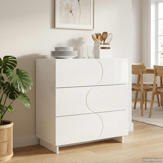 Dressoir Hoogglans Wit 70 x 38 x 75 cm Bewerkt hout is nu te koop bij PeponiXL, paradijselijk wonen!