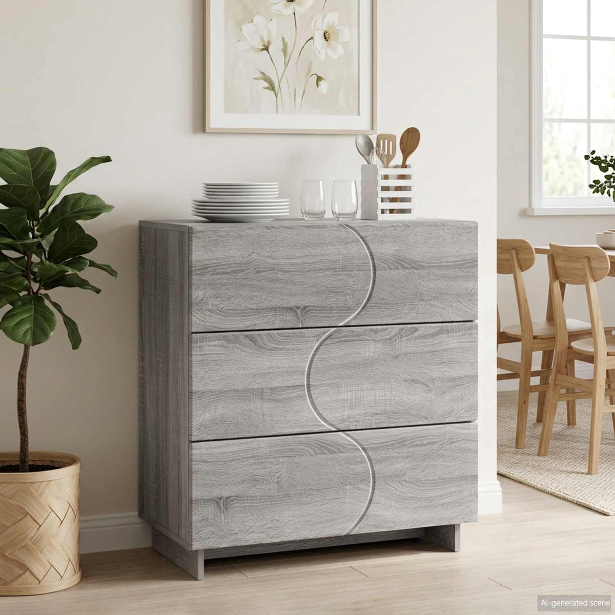 Dressoir Grijs Sonoma 70 x 38 x 75 cm Bewerkt hout is nu te koop bij PeponiXL, paradijselijk wonen!