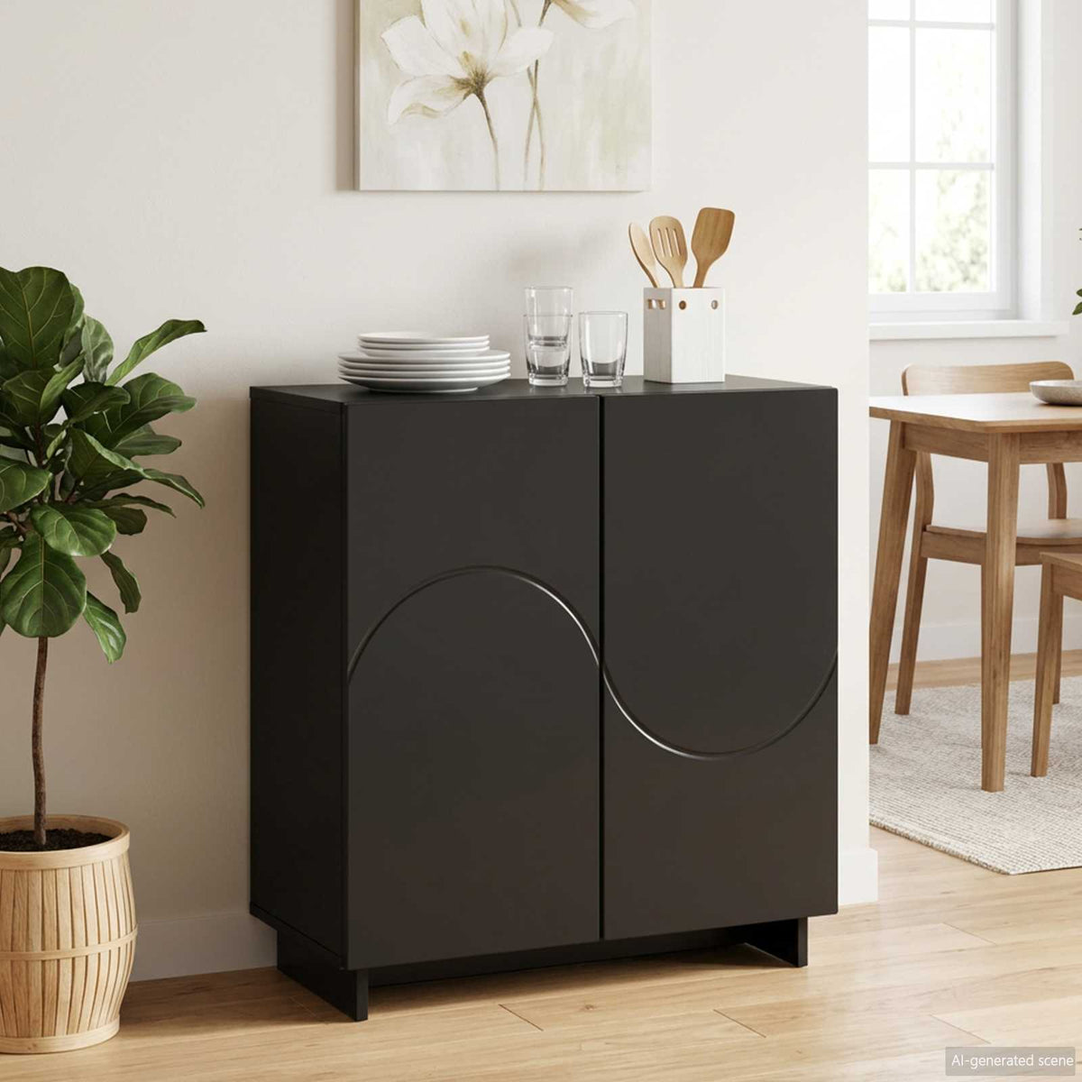 Dressoir Zwart 67 x 34,5 x 75 cm Bewerkt hout is nu te koop bij PeponiXL, paradijselijk wonen!