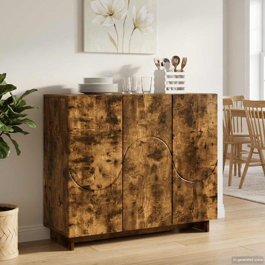 Dressoir Gerookt eiken 85,5 x 31 x 75 cm Bewerkt hout is nu te koop bij PeponiXL, paradijselijk wonen!
