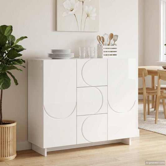 Dressoir Hoogglans Wit 85,5 x 31 x 75 cm Bewerkt hout is nu te koop bij PeponiXL, paradijselijk wonen!