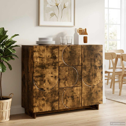 Dressoir Gerookt eiken 85,5 x 31 x 75 cm Bewerkt hout is nu te koop bij PeponiXL, paradijselijk wonen!