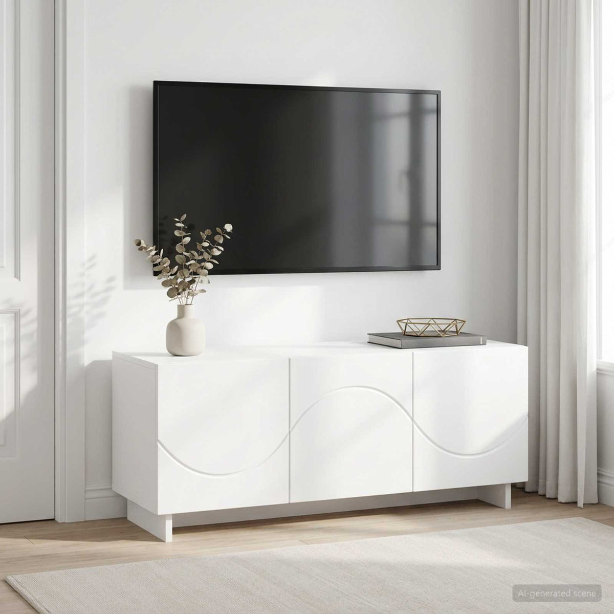 tv-meubel 90 x 34,5 x 40 cm Wit Bewerkt hout is nu te koop bij PeponiXL, paradijselijk wonen!