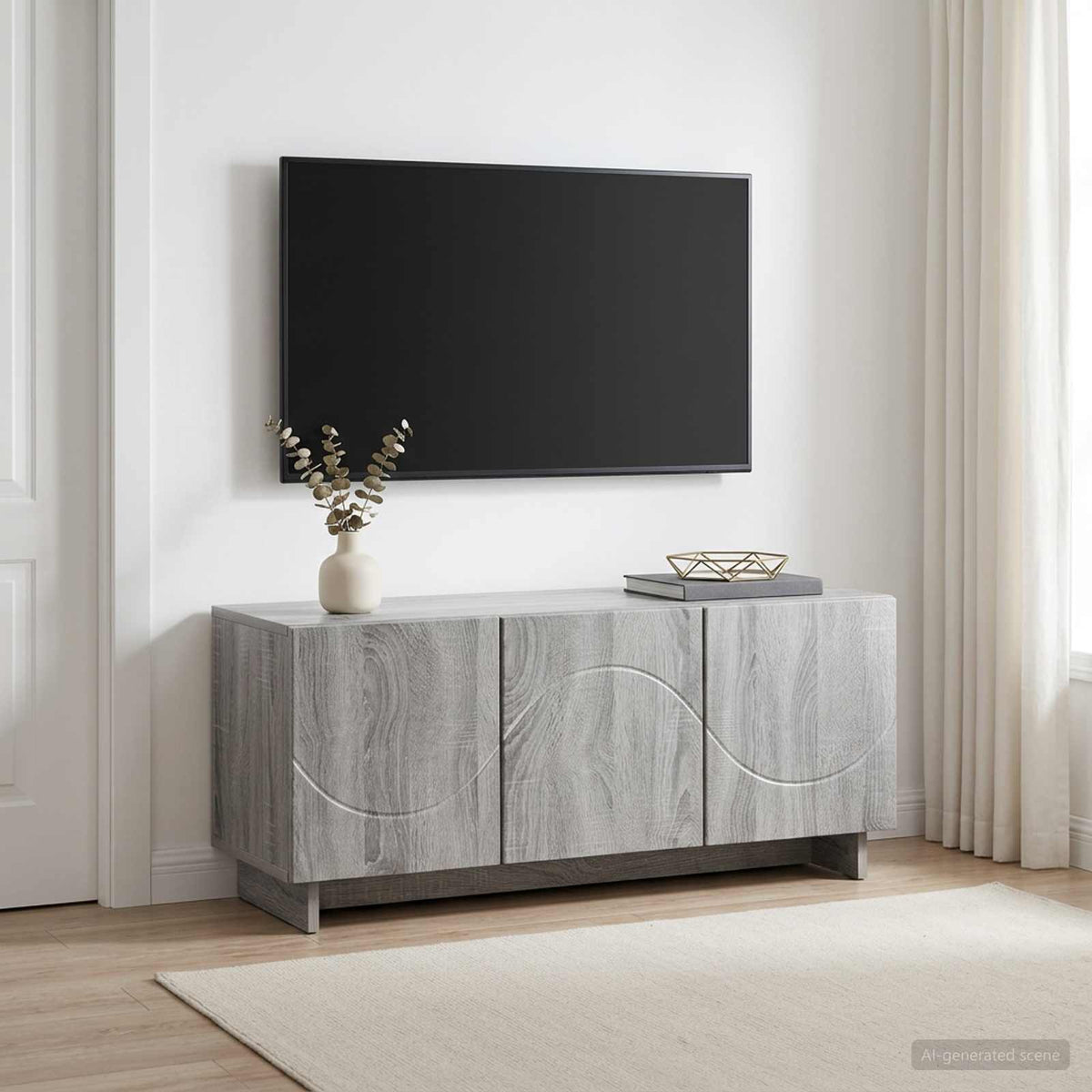 tv-meubel 90 x 34,5 x 40 cm Grijs Sonoma Bewerkt hout is nu te koop bij PeponiXL, paradijselijk wonen!