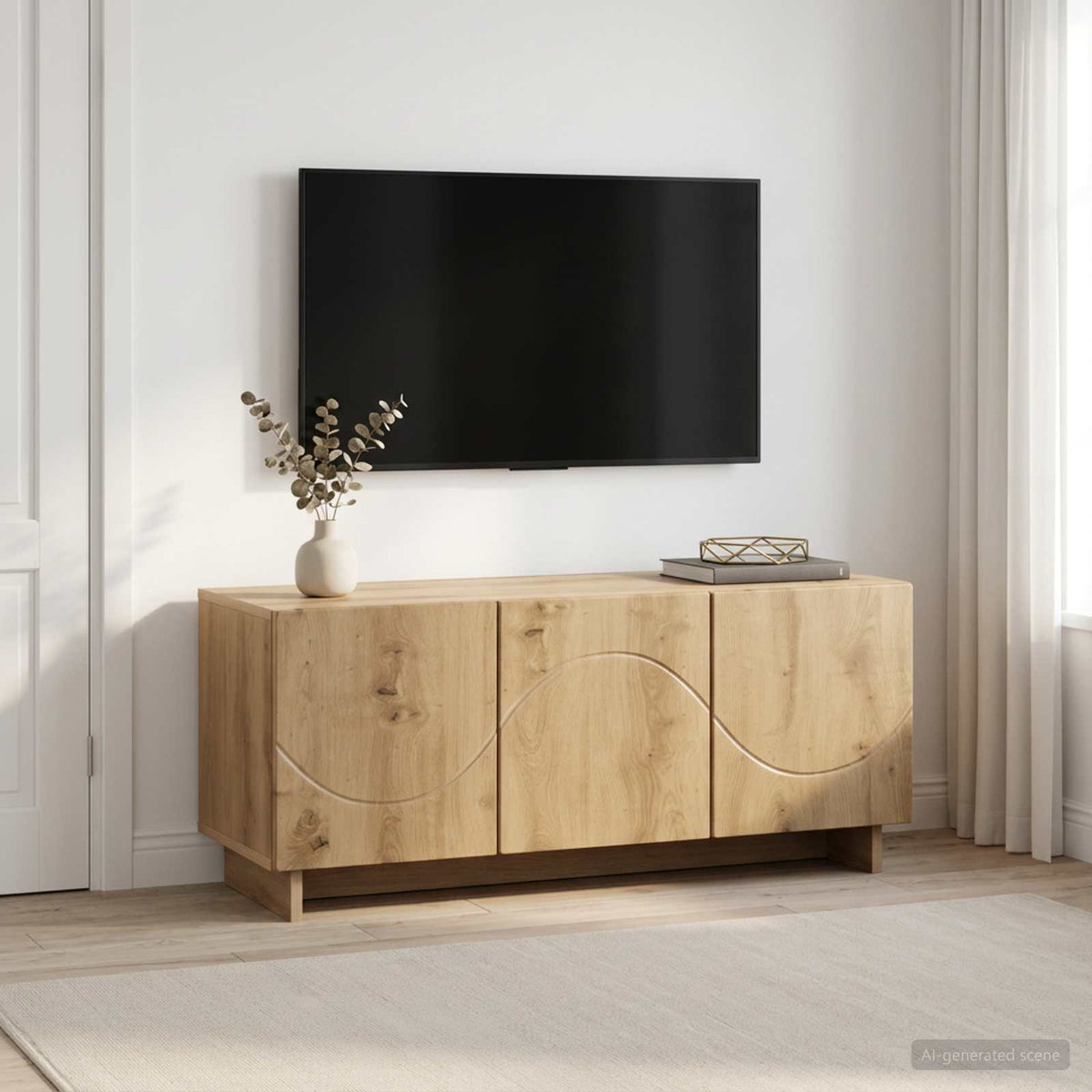tv-meubel 90 x 34,5 x 40 cm Artisanaal eiken Bewerkt hout is nu te koop bij PeponiXL, paradijselijk wonen!