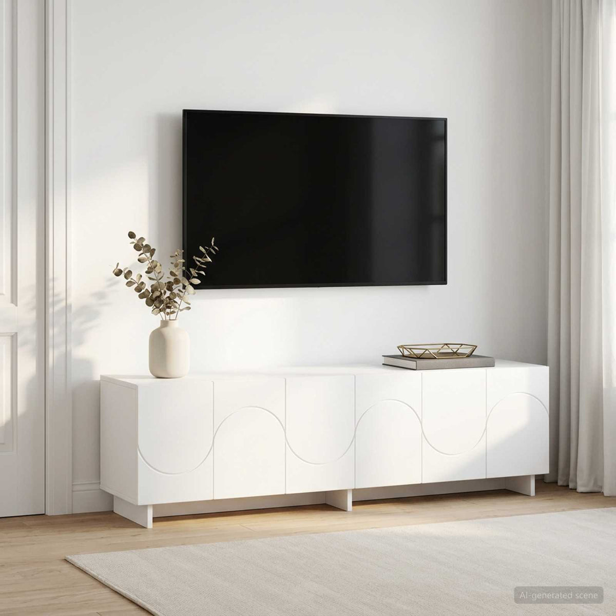tv-meubel 140 x 34,5 x 40 cm Wit Bewerkt hout is nu te koop bij PeponiXL, paradijselijk wonen!