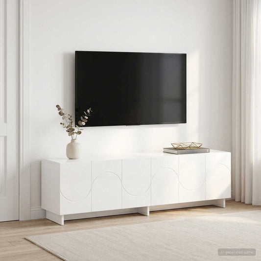 tv-meubel 140 x 34,5 x 40 cm Hoogglans Wit Bewerkt hout is nu te koop bij PeponiXL, paradijselijk wonen!