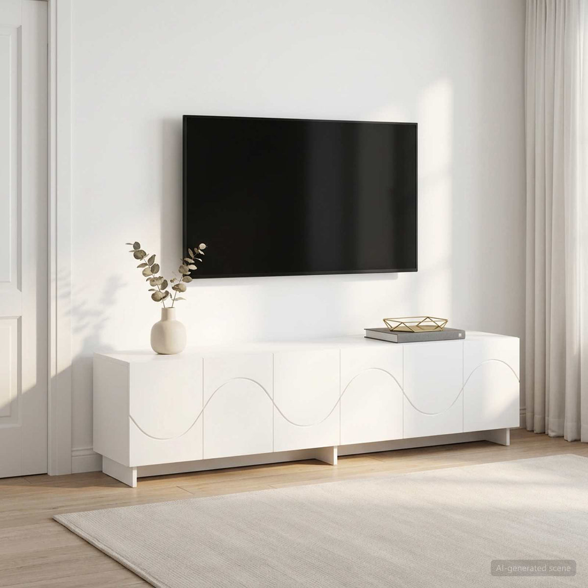 tv-meubel 180 x 34,5 x 40 cm Wit Bewerkt hout is nu te koop bij PeponiXL, paradijselijk wonen!