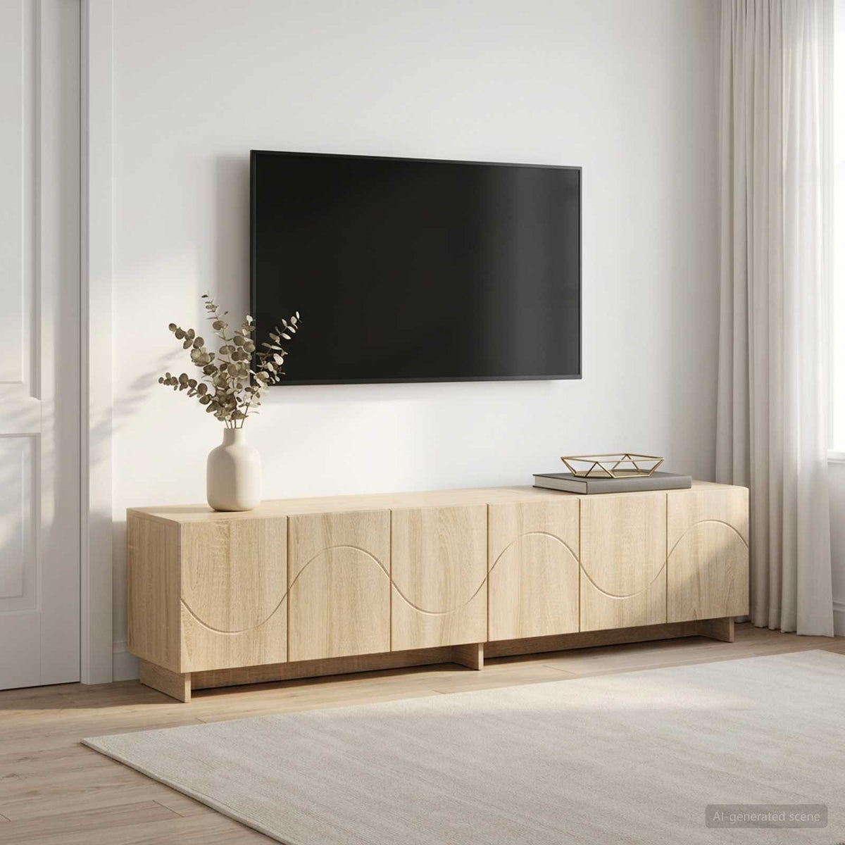 tv-meubel 180 x 34,5 x 40 cm Sonoma Eiken Bewerkt hout is nu te koop bij PeponiXL, paradijselijk wonen!