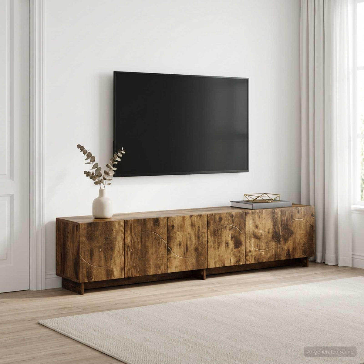 tv-meubel 180 x 34,5 x 40 cm Gerookt eiken Bewerkt hout is nu te koop bij PeponiXL, paradijselijk wonen!