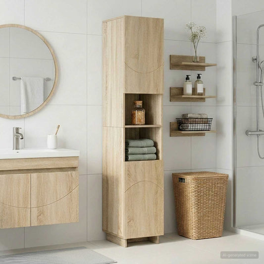 Badkamerkast Sonoma Eiken 36.5 x 38 x 180 cm Bewerkt hout is nu te koop bij PeponiXL, paradijselijk wonen!