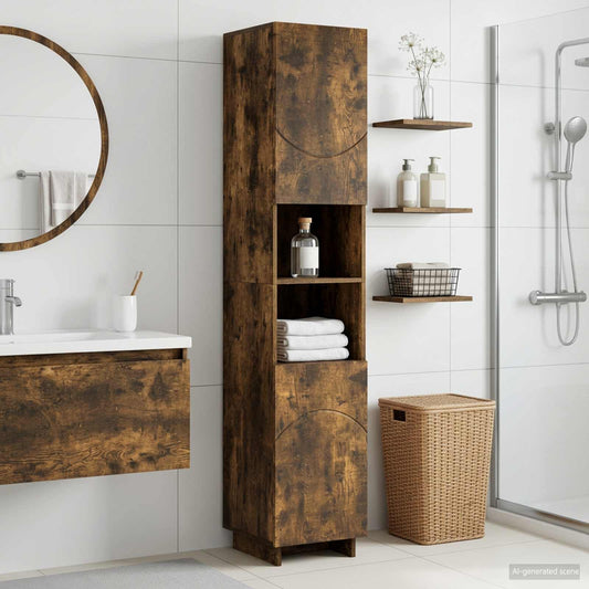 Badkamerkast Gerookt eiken 36.5 x 38 x 180 cm Bewerkt hout is nu te koop bij PeponiXL, paradijselijk wonen!