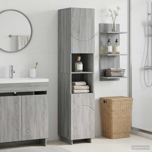 Badkamerkast Grijs Sonoma 36.5 x 38 x 180 cm Bewerkt hout is nu te koop bij PeponiXL, paradijselijk wonen!