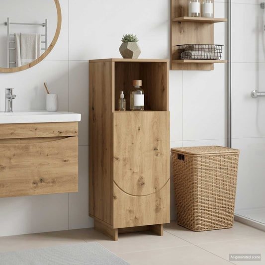 Badkamerkast Artisanaal eiken 36,5 x 38 x 95 cm Bewerkt hout is nu te koop bij PeponiXL, paradijselijk wonen!