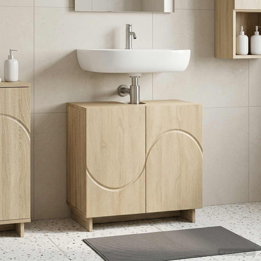 Badkamerkast Sonoma Eiken 60 x 41 x 58 cm Bewerkt hout is nu te koop bij PeponiXL, paradijselijk wonen!