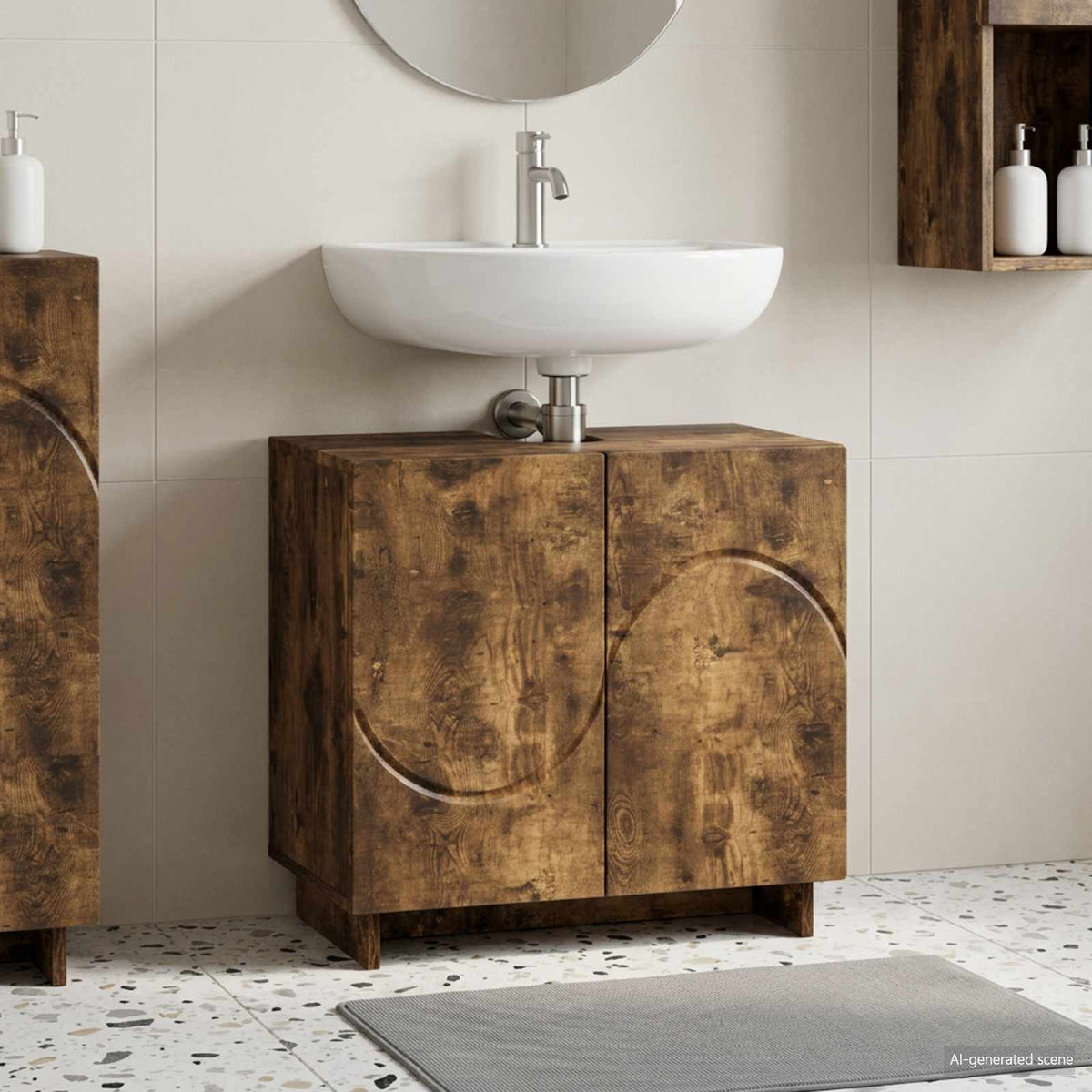 vidaXL Badkamerkast Gerookt eiken 60 x 41 x 58 cm Bewerkt hout