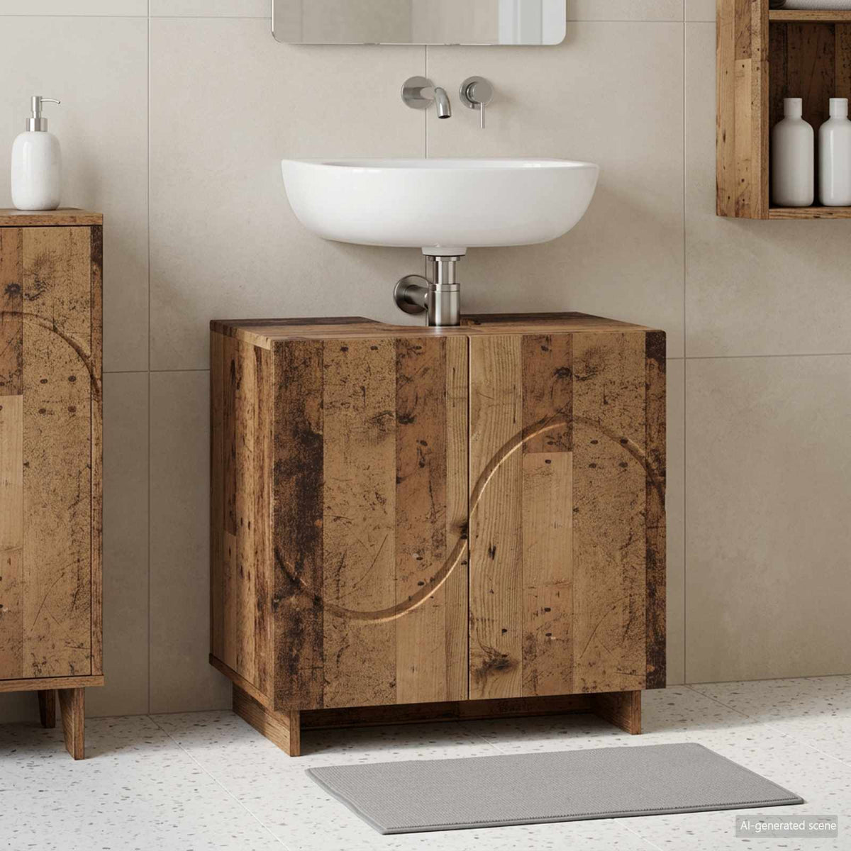 Badkamerkast Oud hout 60 x 41 x 58 cm Bewerkt hout is nu te koop bij PeponiXL, paradijselijk wonen!