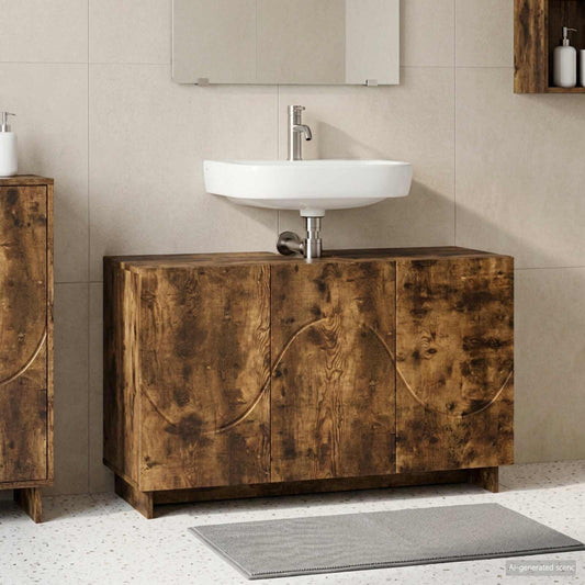 Badkamerkast Gerookt eiken 101 x 41 x 58 cm Bewerkt hout is nu te koop bij PeponiXL, paradijselijk wonen!
